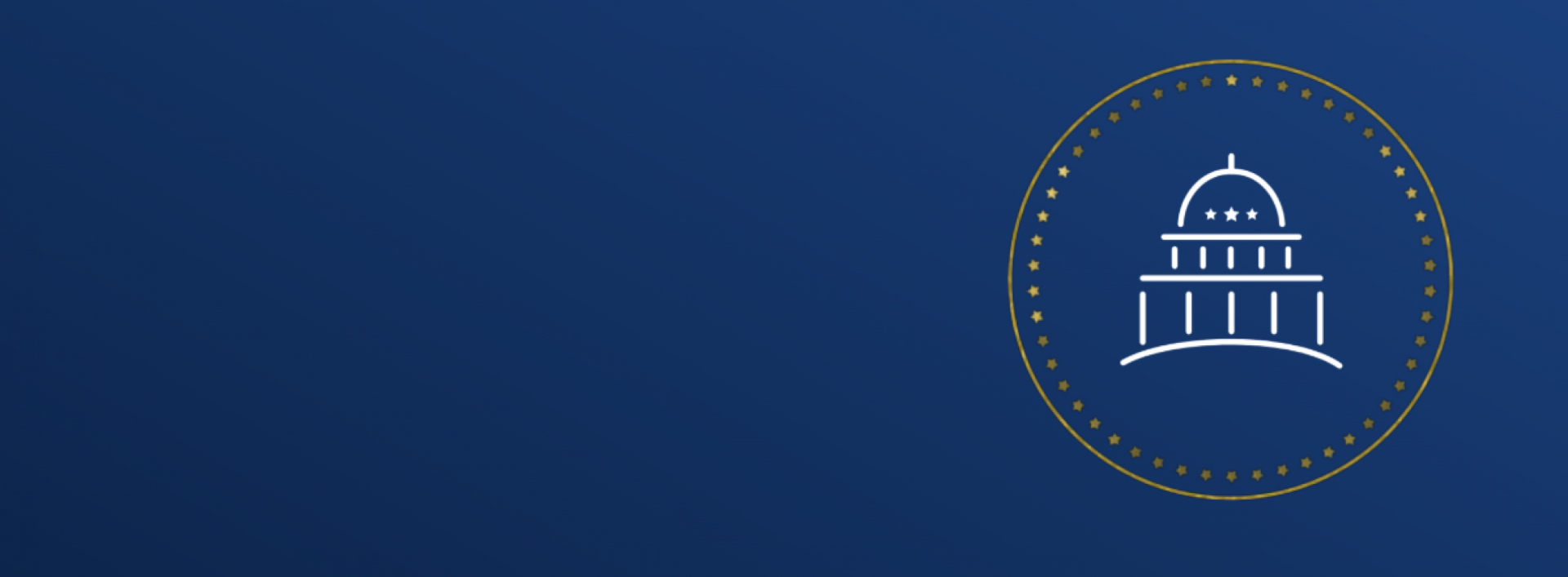 Blue background with Committee seal